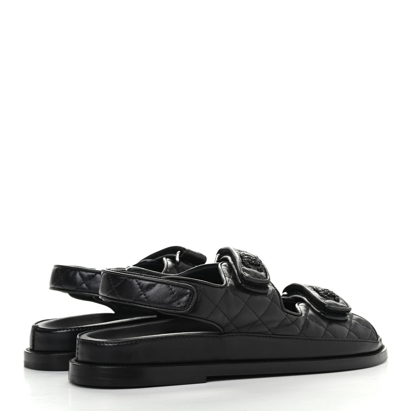 Lambskin Velcro Dad Sandals 39.5 So Black