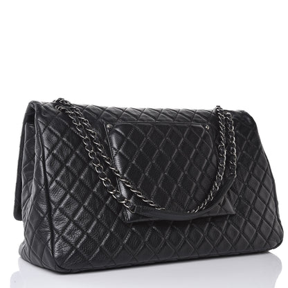 Chanel Calfskin Quilted XXL Travel Flap Bag Black 3 of 7
