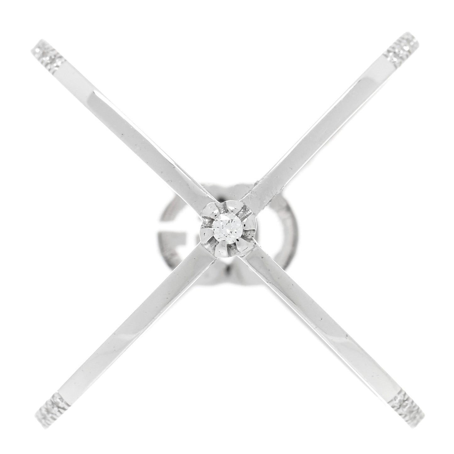 18K White Gold Diamond Running G Cross Ring 50 5.5