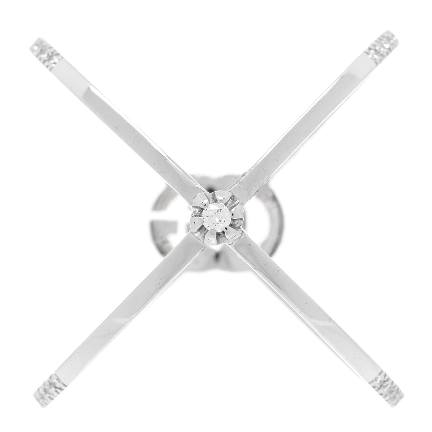 Gucci 18K White Gold Diamond Running G Cross Ring 50 5.5 3 of 4