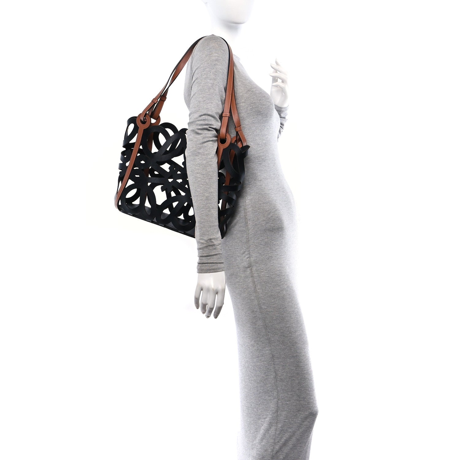 Loewe Smooth Calfskin Small Anagram Cutout Tote Black 2 of 15