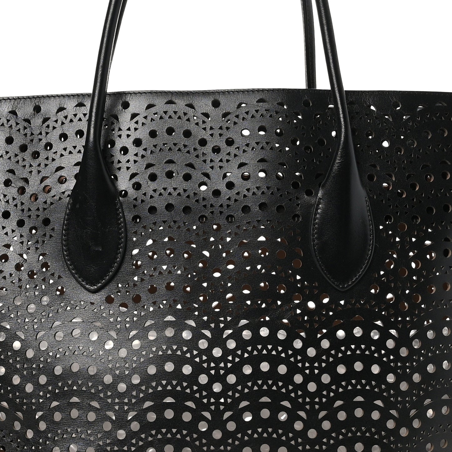 Calfskin Laser Cut Tote Black