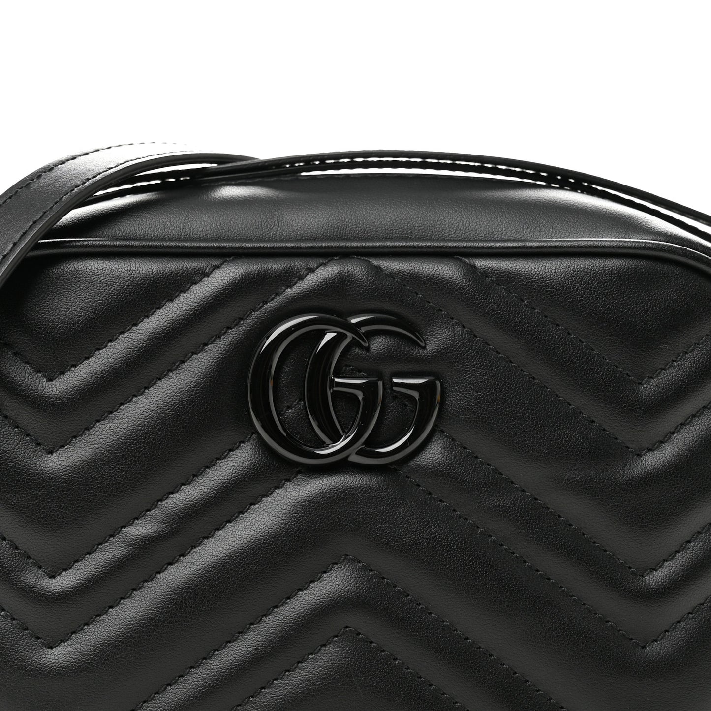 Calfskin Matelasse Monochrome Mini GG Marmont Chain Shoulder Bag Black