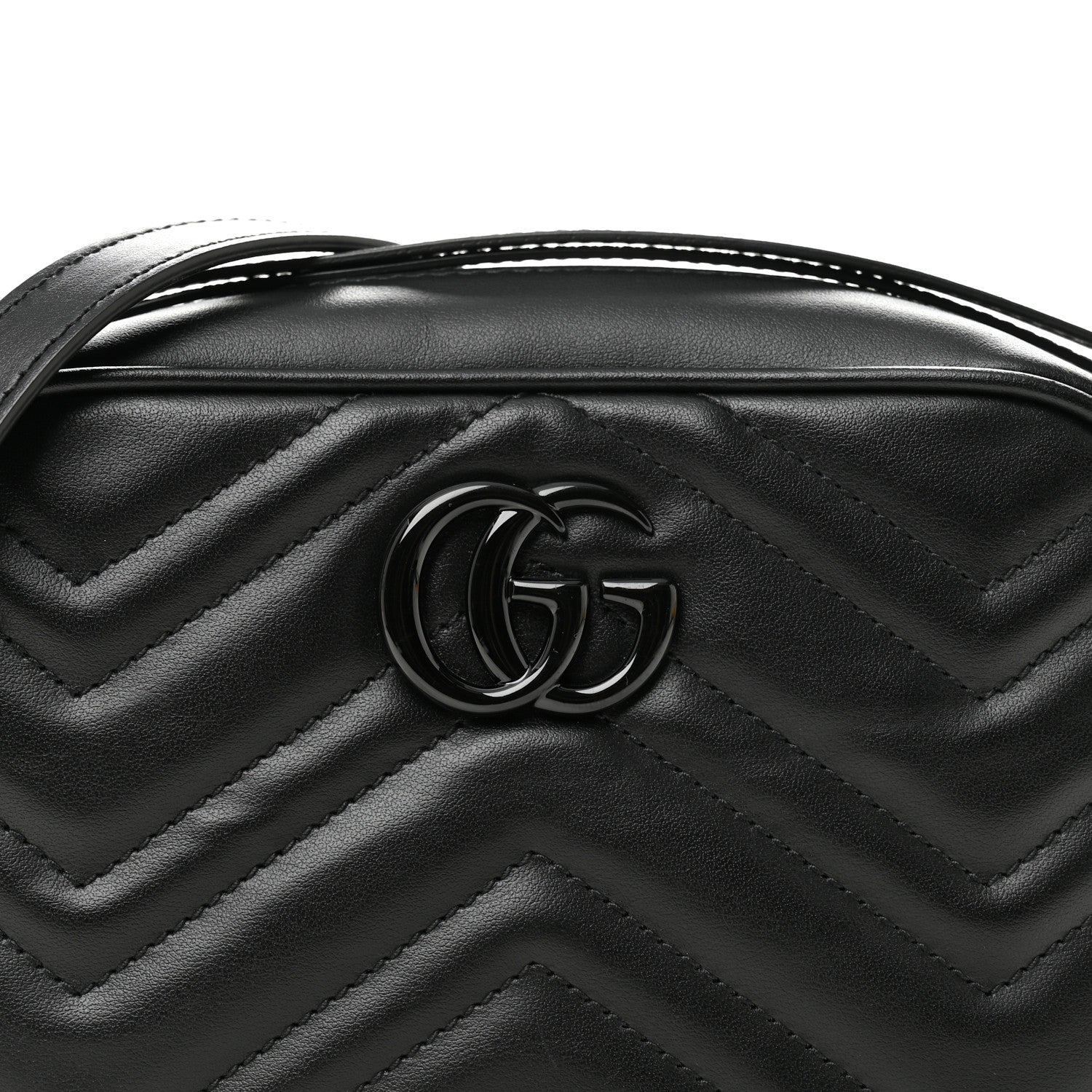 Gucci Calfskin Matelasse Monochrome Mini GG Marmont Chain Shoulder Bag Black 8 of 10