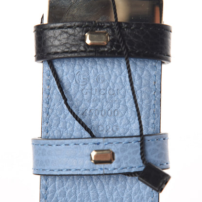 Gucci Dollar Calfskin 1973 Reversible Belt 90 36 Black Mineral Blue 4 of 7