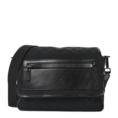 Gucci Monogram Flap Pocket Messenger Bag Black 1 of 10