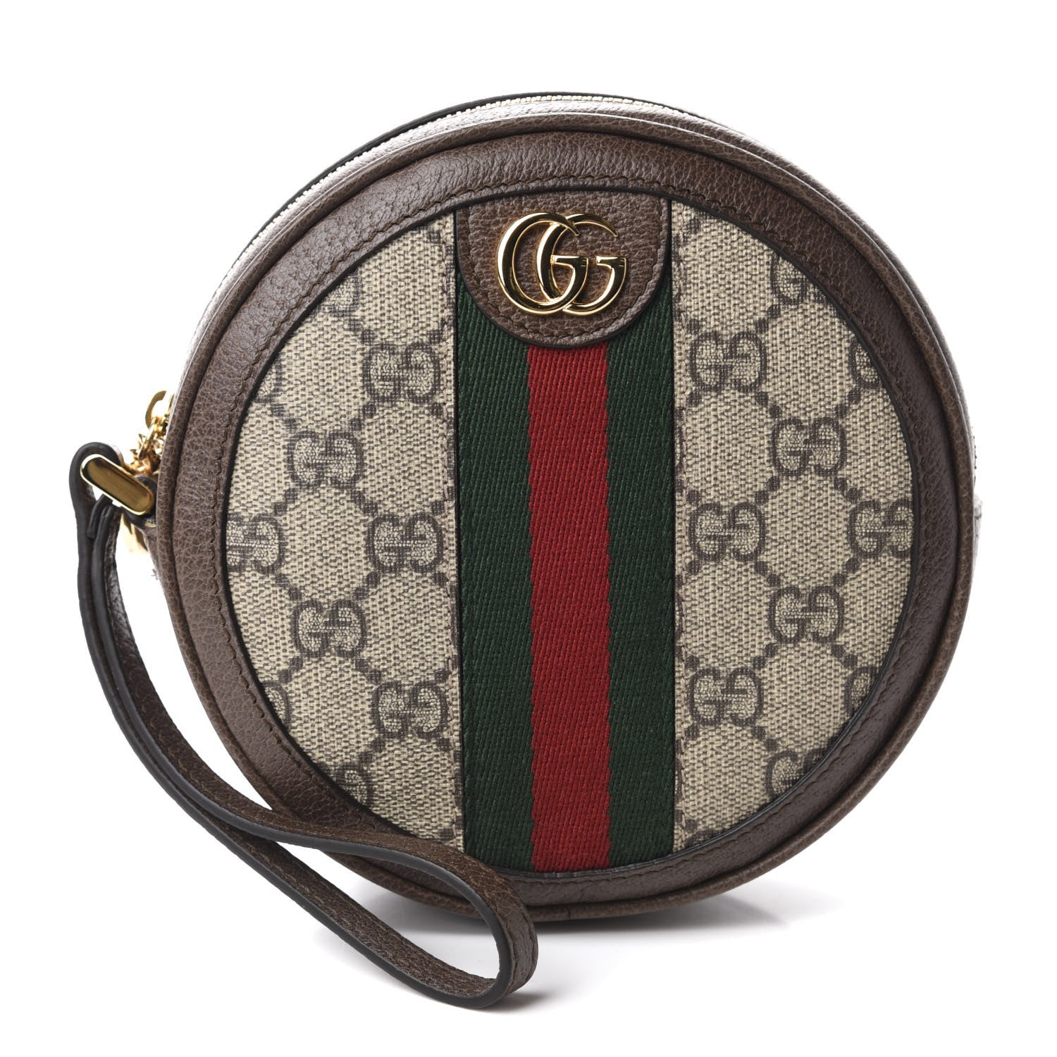 Gucci GG Supreme Monogram Web Ophidia Circle Wristlet Beige New Acero 1 of 8
