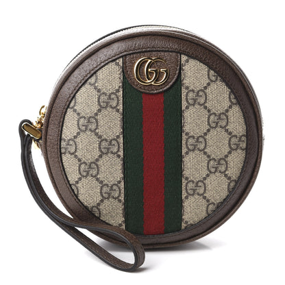 Gucci GG Supreme Monogram Web Ophidia Circle Wristlet Beige New Acero 1 of 8