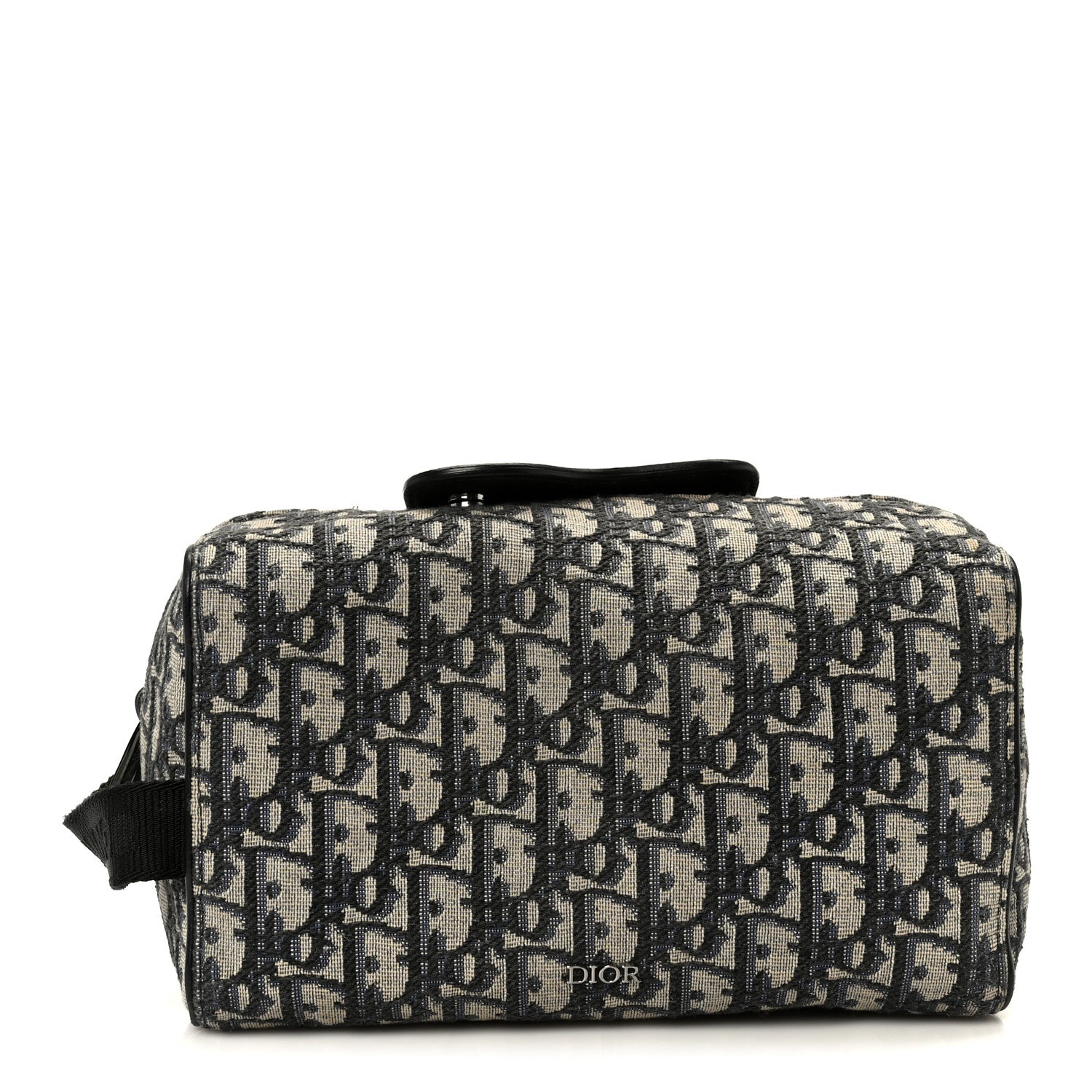 Christian Dior Oblique Jacquard Grained Calfskin Lingot Toiletry Case Blue Black 1 of 9