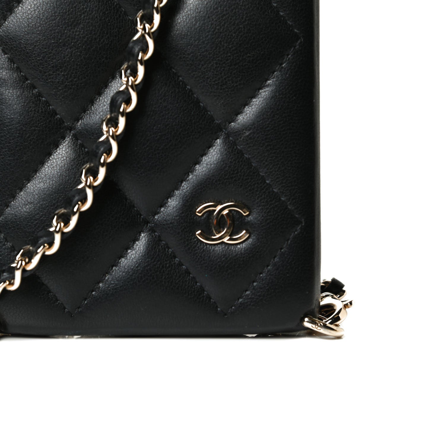 Chanel Lambskin Quilted Camellia Bow iPhone XII Pro Holder With Chain Black 4 of 7