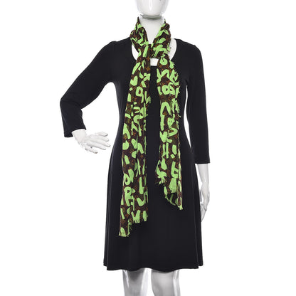 Louis Vuitton Cotton Graffiti Pareo Green 2 of 4