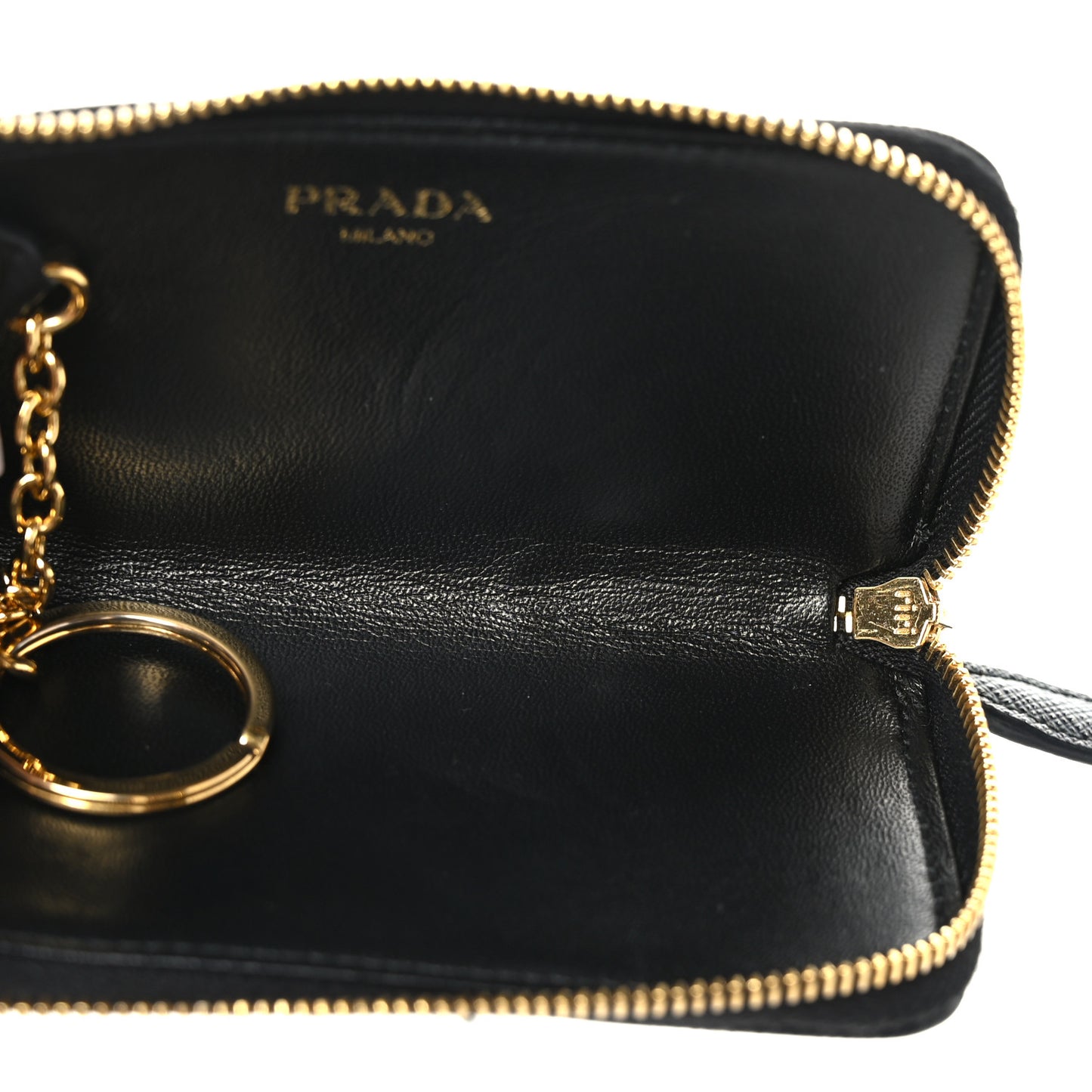 Saffiano Metal Zip Around Key Holder Black