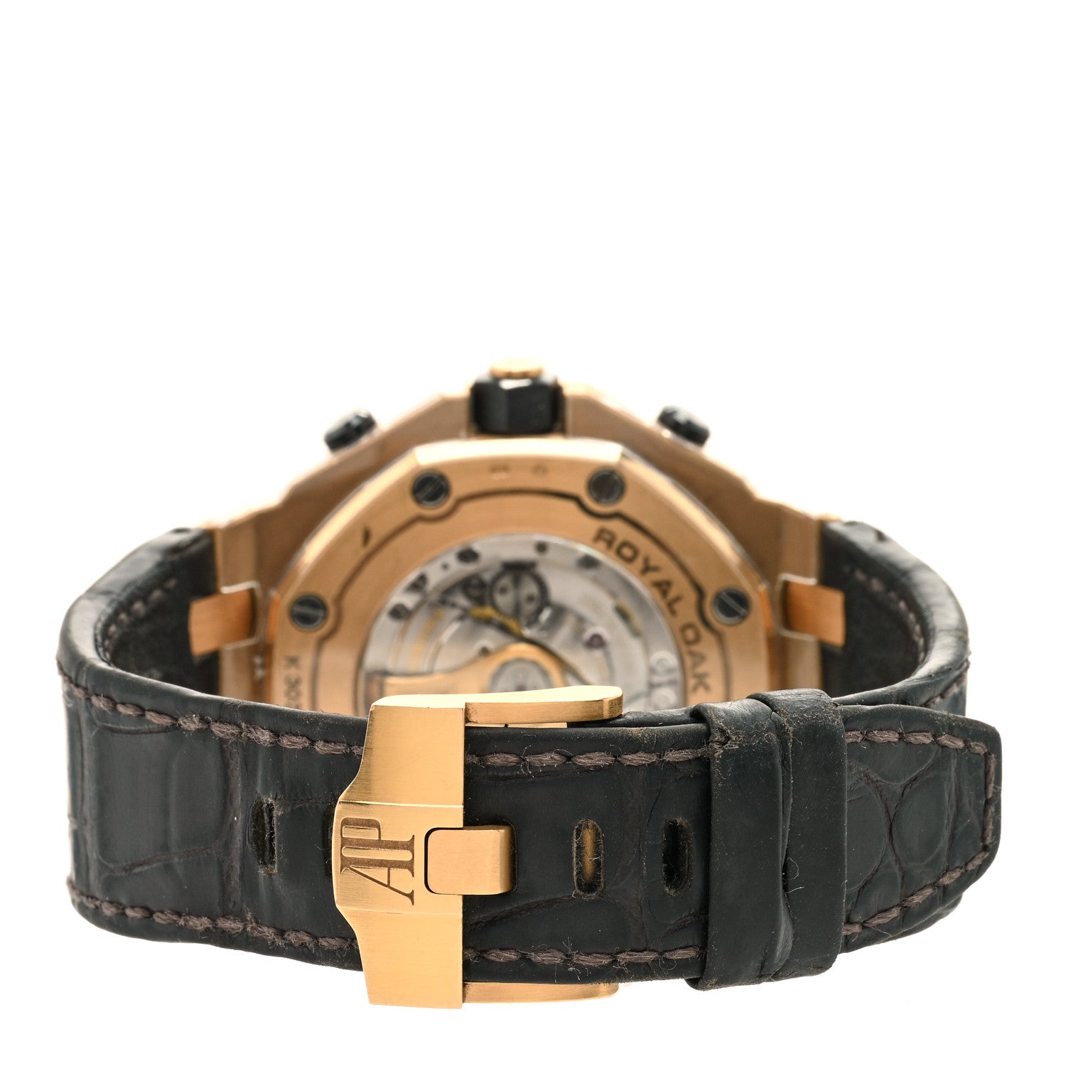 Audemars Piguet 18K Rose Gold Alligator 42mm Royal Oak Offshore Chronograph Automatic Watch Grey 26470OR.OO.A125CR.01 3 of 5