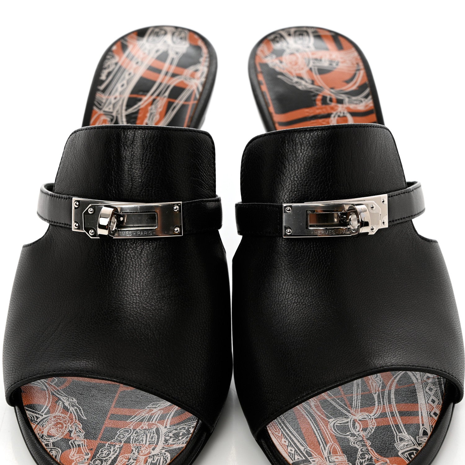 Hermes Goatskin Cute Sandals 38.5 Black 9 of 9
