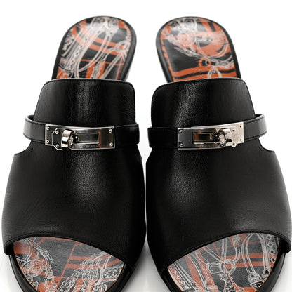 Hermes Goatskin Cute Sandals 38.5 Black 9 of 9