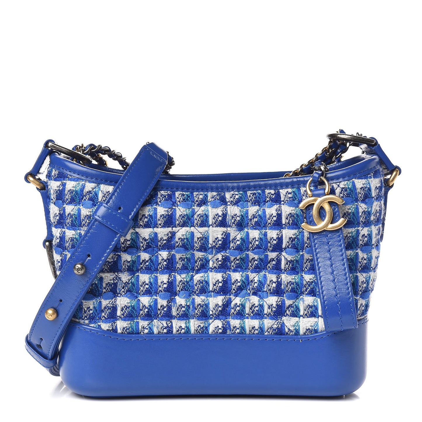 Tweed Calfskin Small Gabrielle Hobo Royal Blue