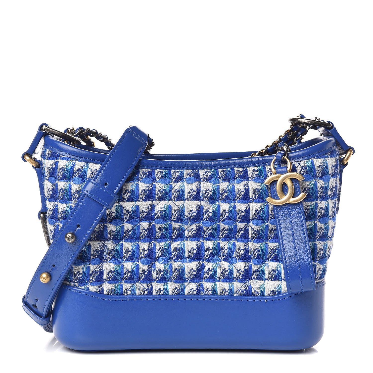 Chanel Tweed Calfskin Small Gabrielle Hobo Royal Blue 1 of 10
