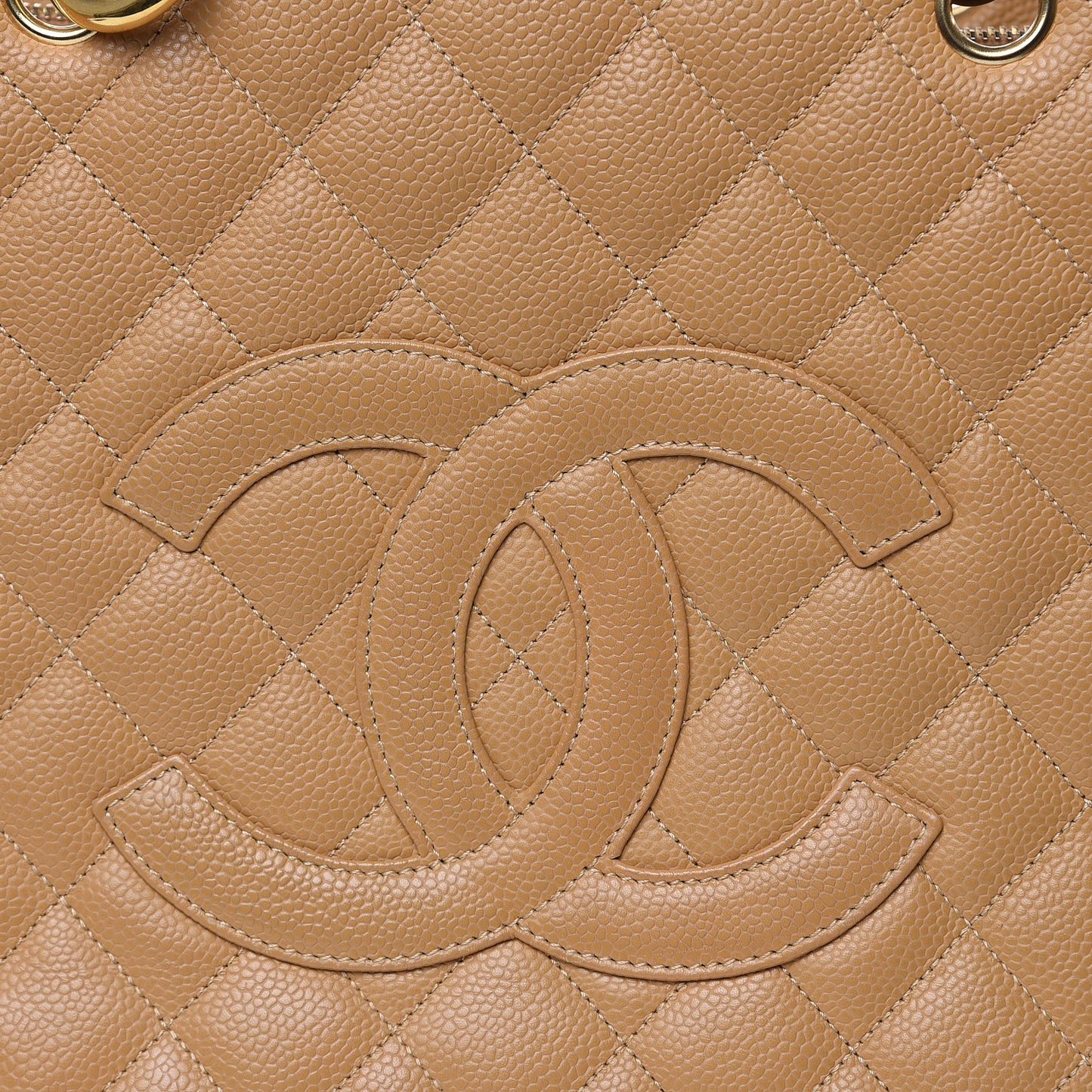 Caviar Quilted Grand Shopping Tote GST Beige
