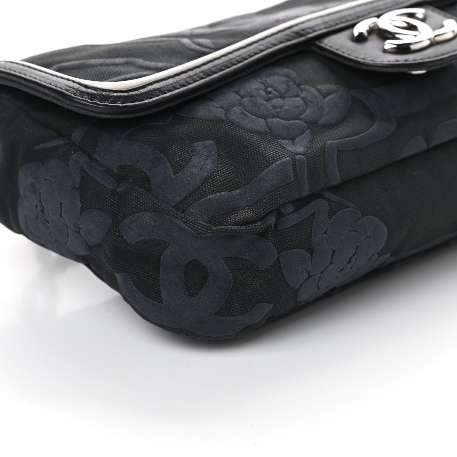 Chanel Canvas Camellia Embossed Flap Black 8 of 10