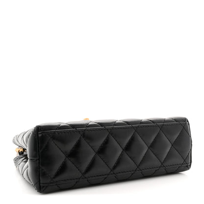Chanel Shiny Aged Calfskin Quilted Nano Kelly Shopper Black 4 of 11