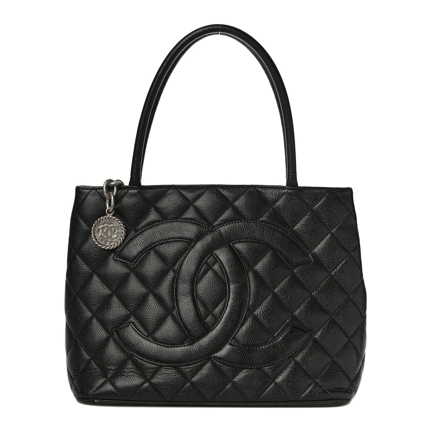 Caviar Quilted Medallion Tote Black