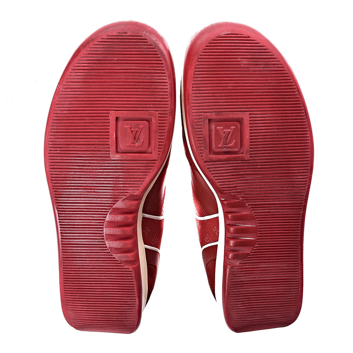 Suede Calfskin Perforated Monogram Sneaker 37.5 Red