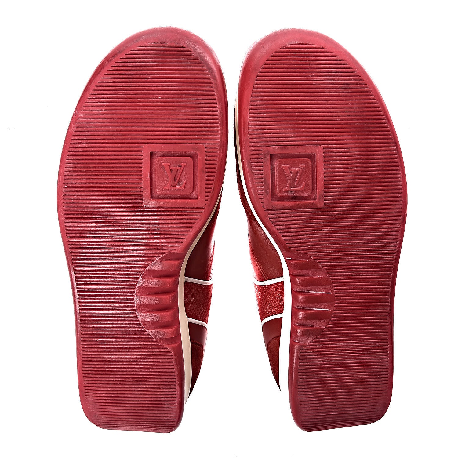 Louis Vuitton Suede Calfskin Perforated Monogram Sneaker 37.5 Red 7 of 15