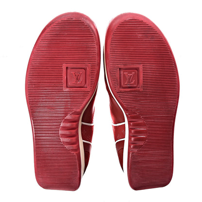 Louis Vuitton Suede Calfskin Perforated Monogram Sneaker 37.5 Red 7 of 15