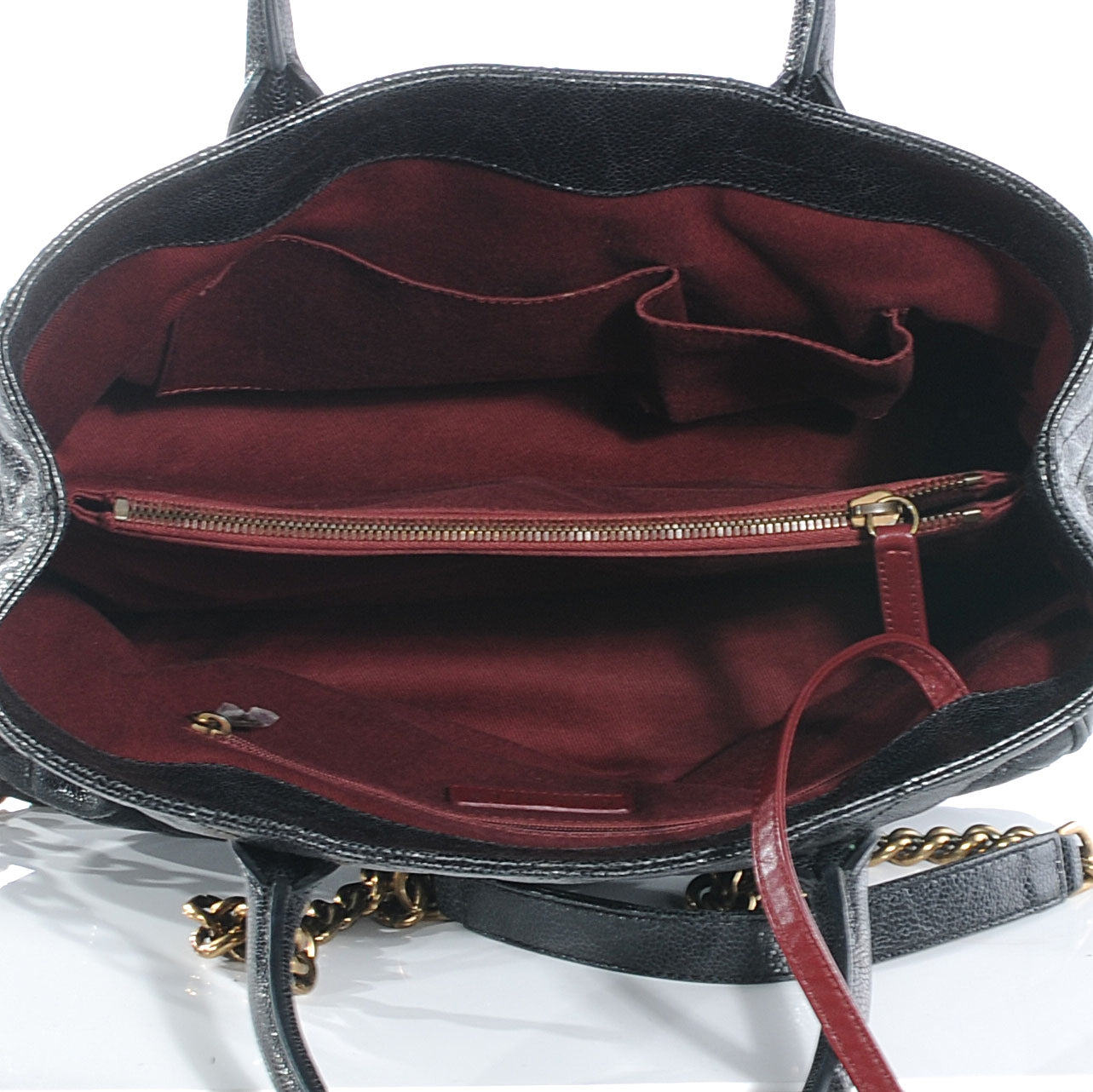 Glazed Calfskin Quilted Shiva Tote Black