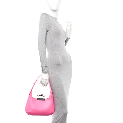 Alexander McQueen Smooth Calfskin Jeweled Hobo Bag Fluo Pink 2 of 9