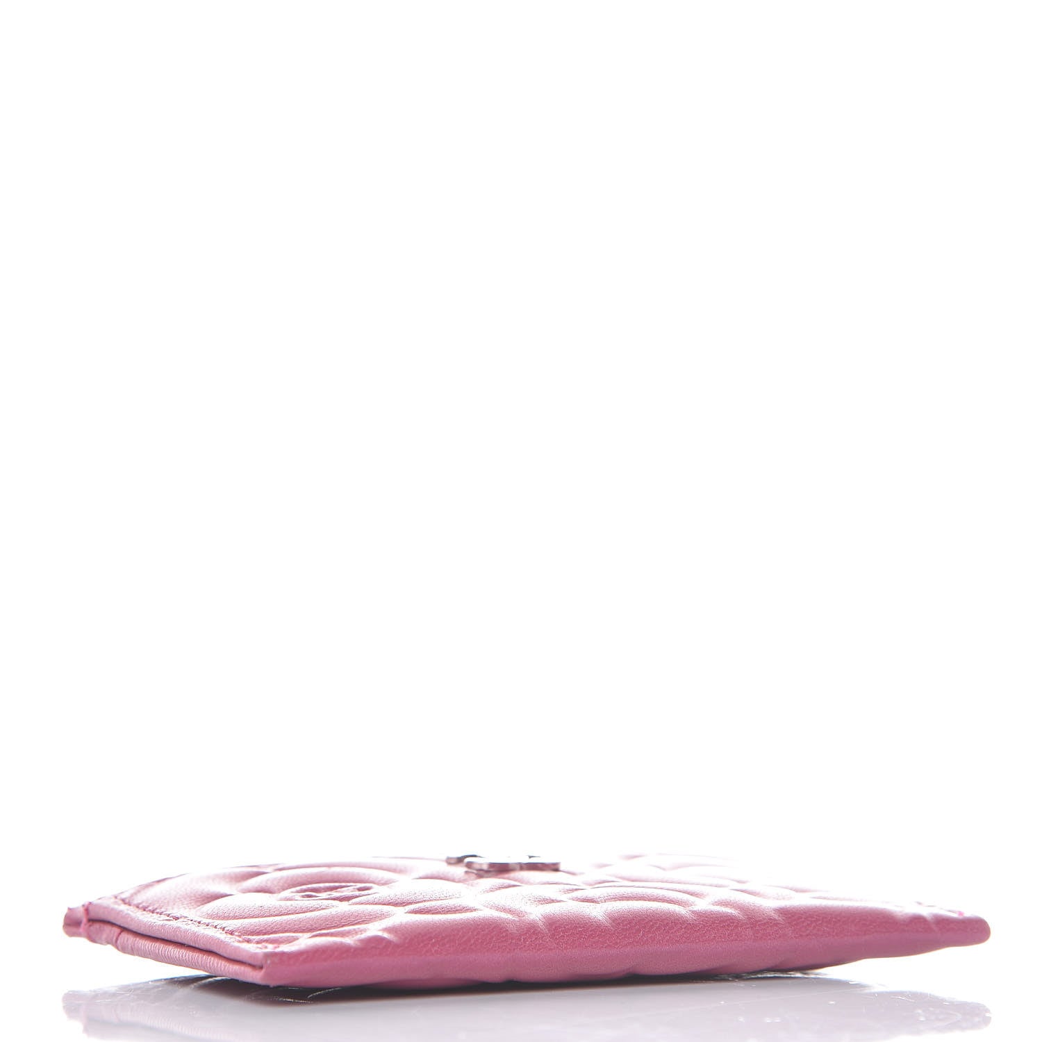 Chanel Metallic Lambskin Camellia Embossed Card Holder Fuchsia 4 of 9