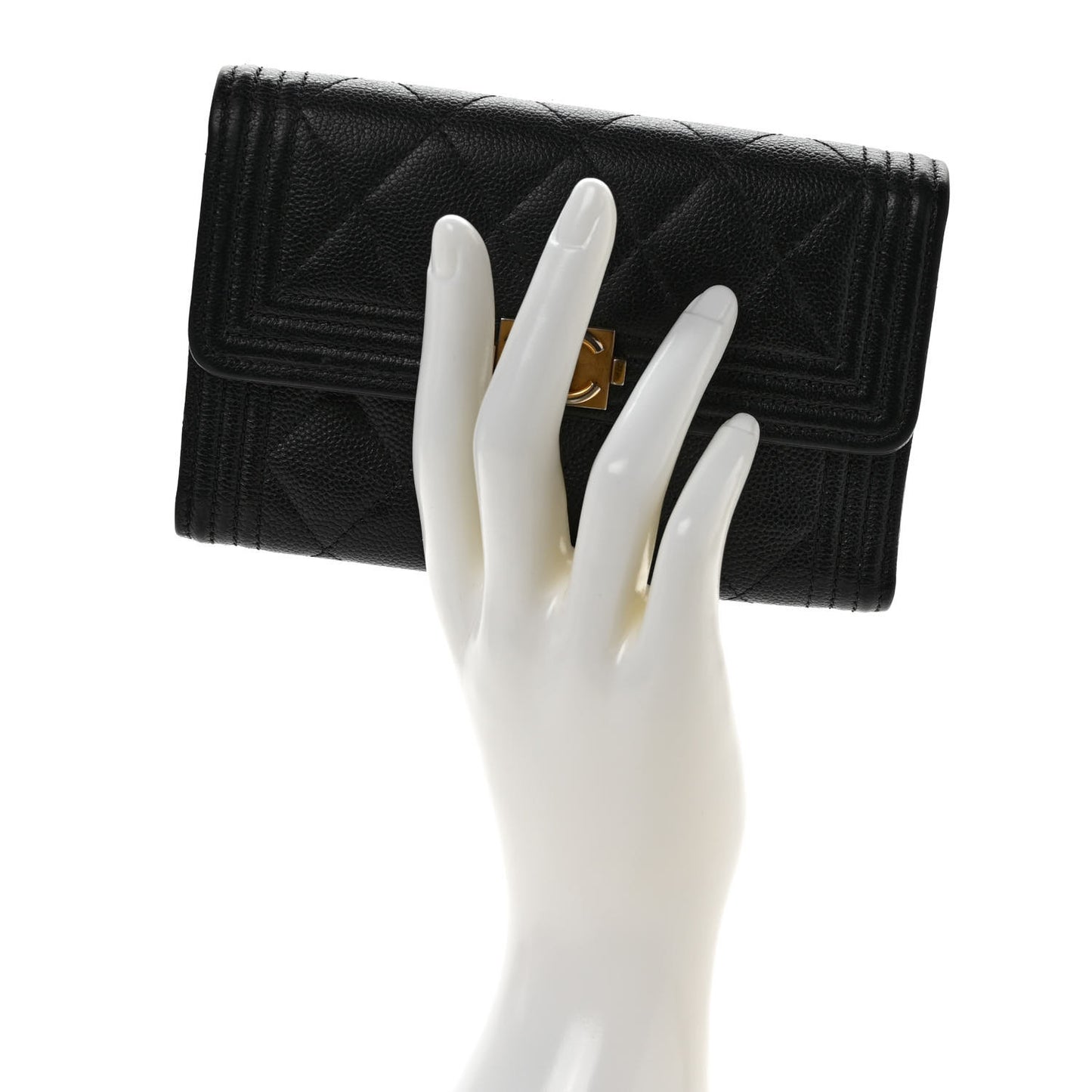 Caviar Quilted Medium Boy Flap Wallet Black