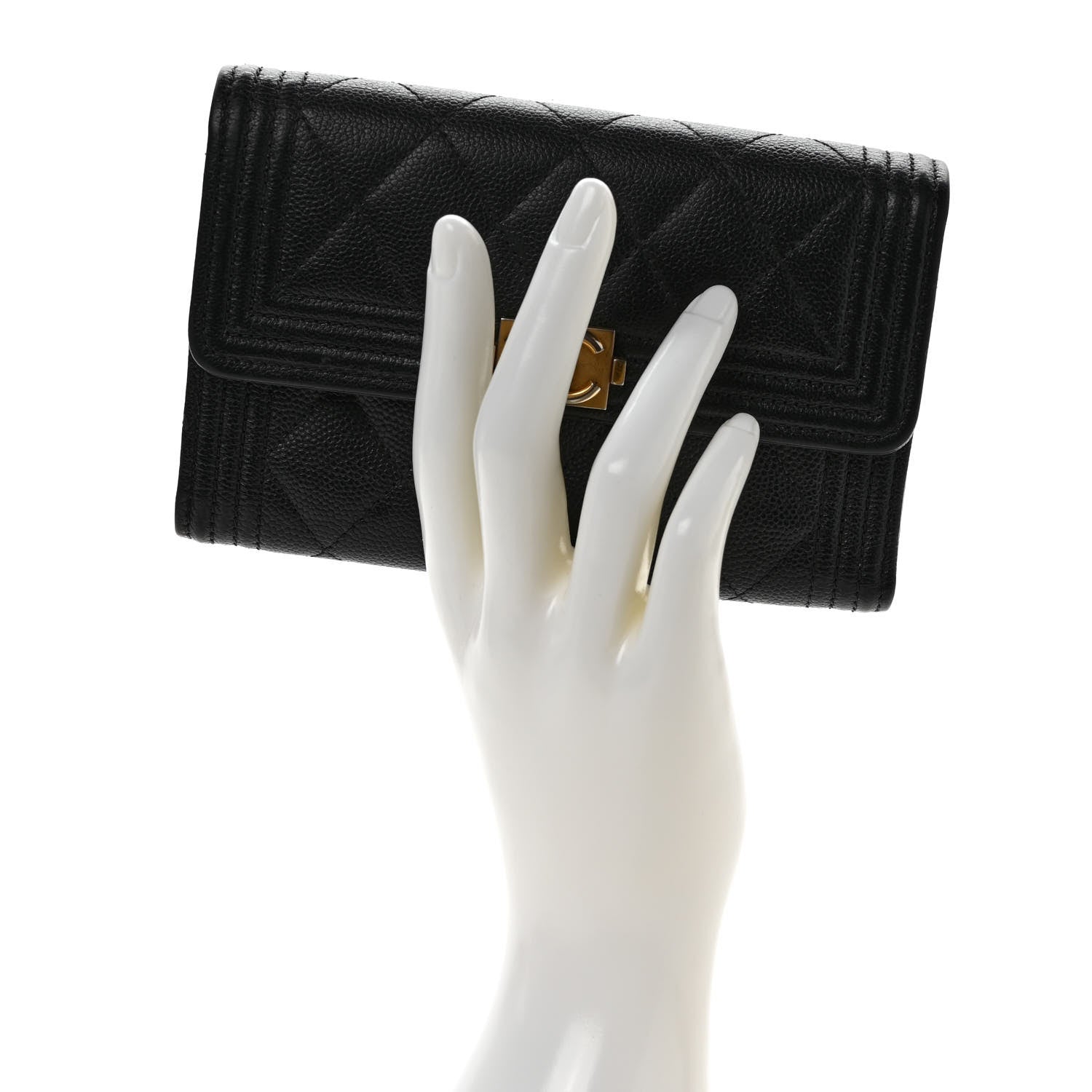 Chanel Caviar Quilted Medium Boy Flap Wallet Black 2 of 8