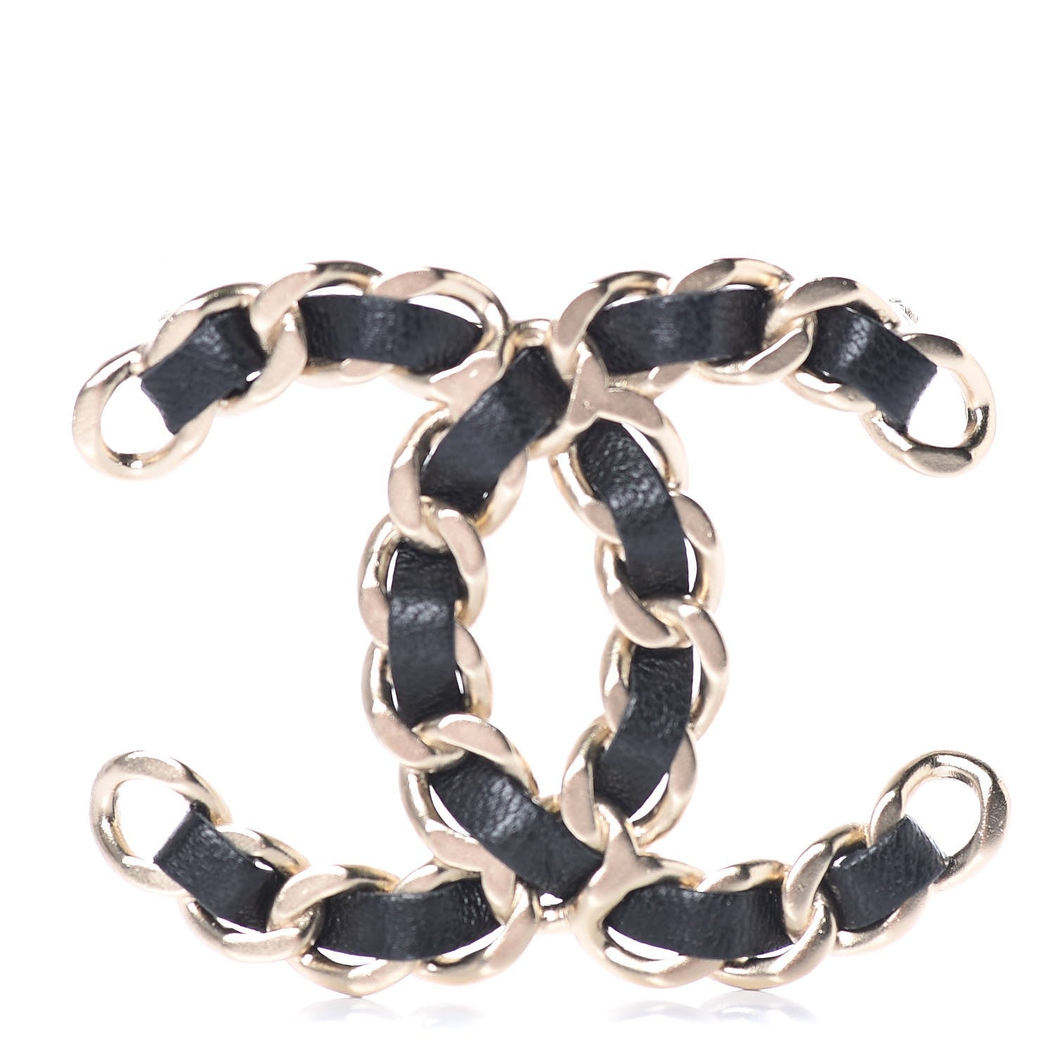 Chanel Lambskin Chain CC Brooch Black Gold 1 of 5