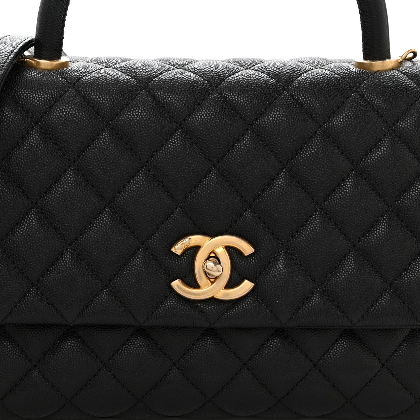 Caviar Quilted Small Coco Handle Flap Black