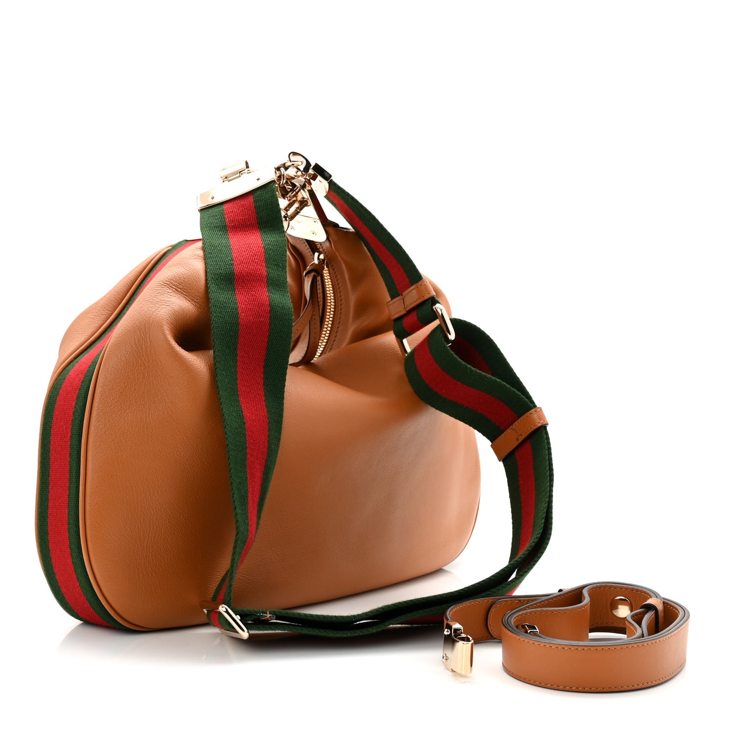 Aria Calfskin Web Large Attache Shoulder Bag Dark Orange