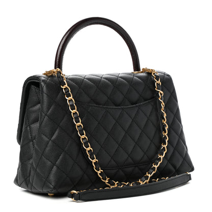 Chanel Caviar Lizard Embossed Quilted Small Coco Handle Flap Black 3 of 10