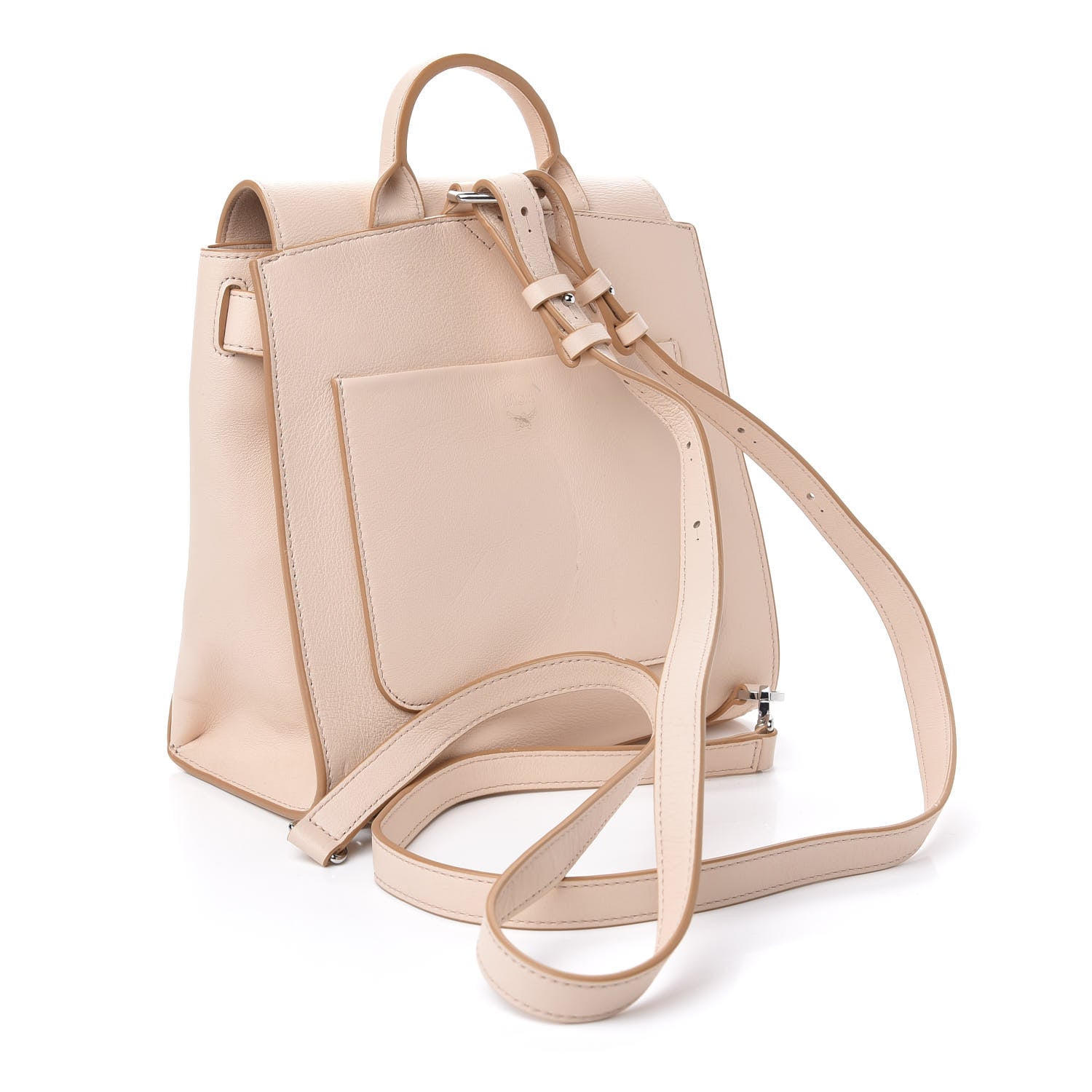 MCM Calfskin Essential Monogram Small Backpack Bisque 2 of 12