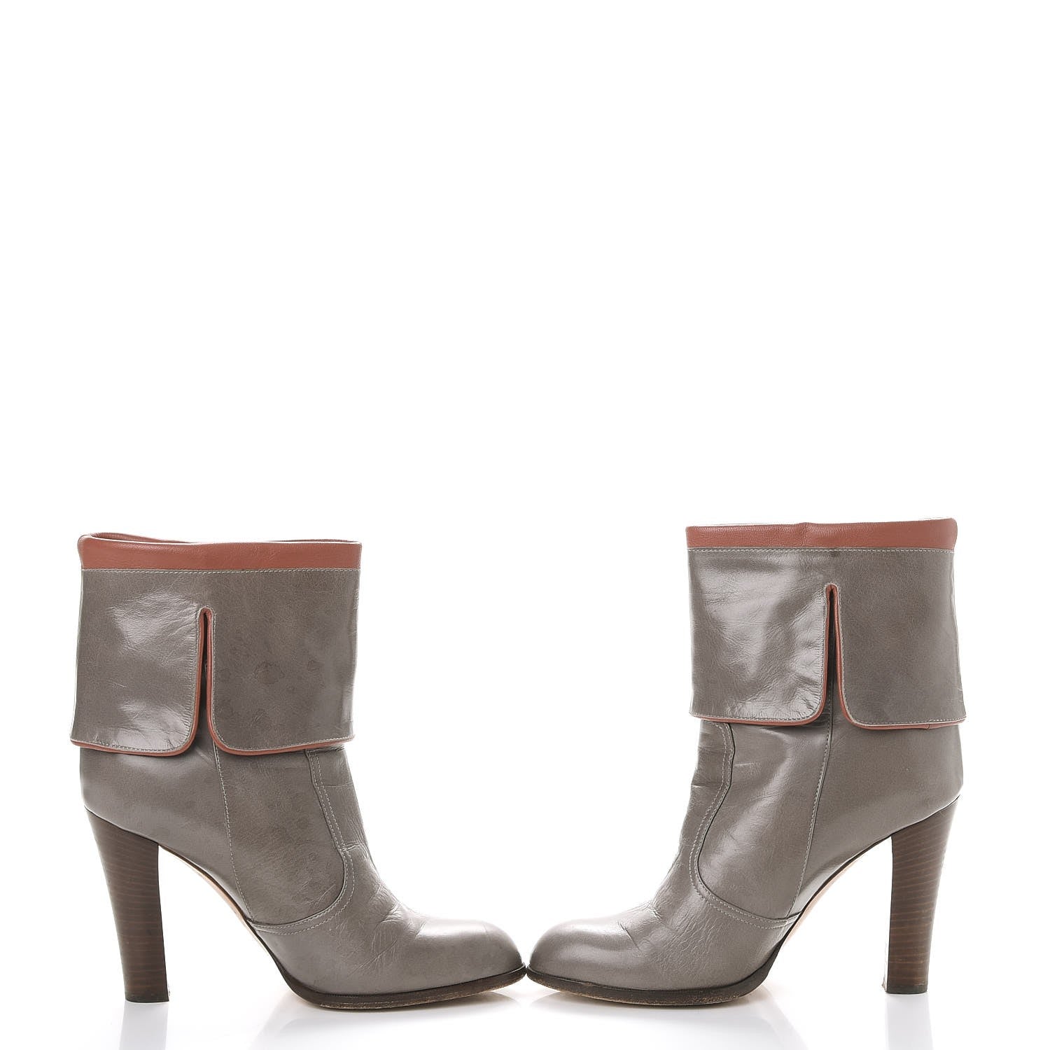Chloe Sheepskin Fold Over Ankle Boots 39 Grey 5 of 12