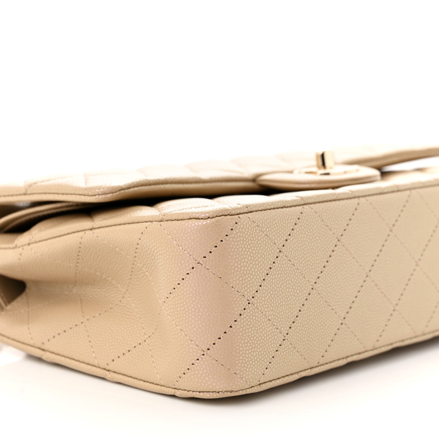 Chanel Iridescent Caviar Quilted Medium Double Flap Dark Beige 9 of 11