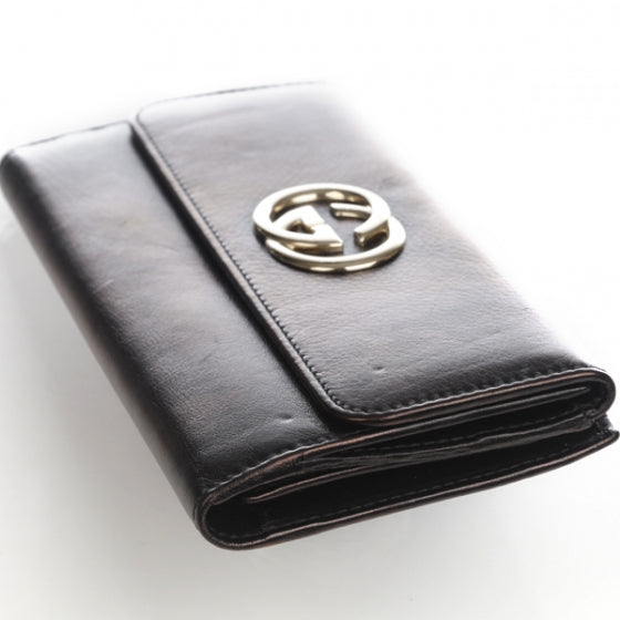 Leather Britt Continental Wallet Black
