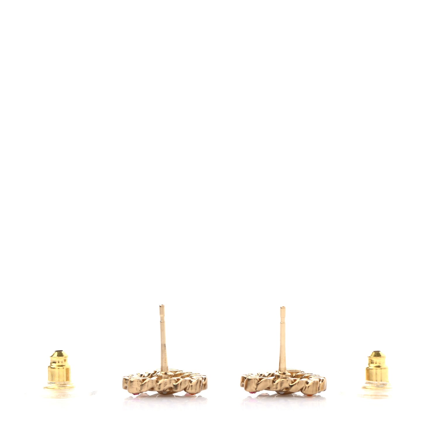 Pearl Crystal CC Heart Earrings Gold Multicolor