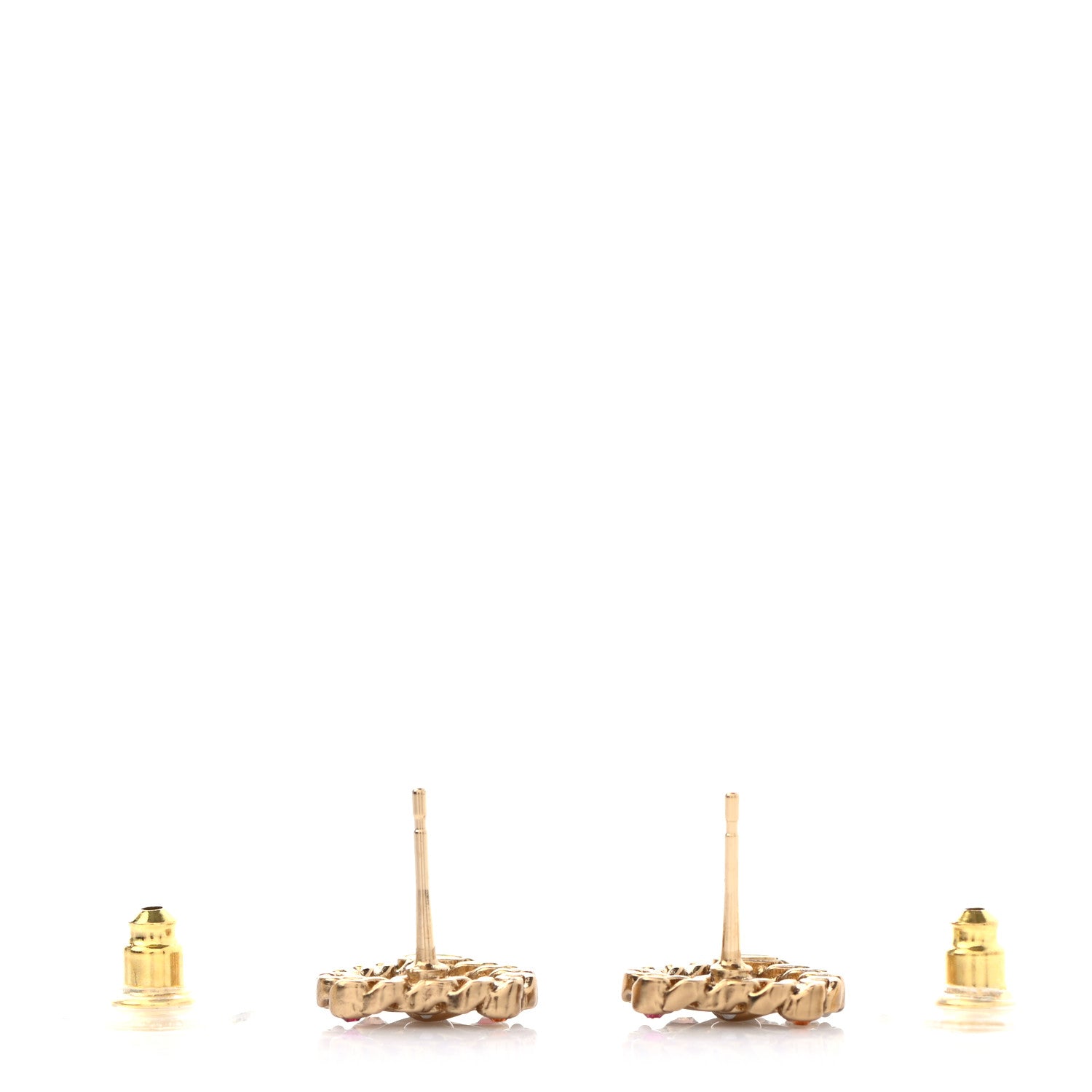 Chanel Pearl Crystal CC Heart Earrings Gold Multicolor 3 of 4