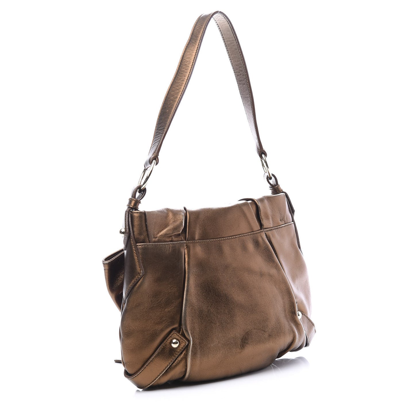 Metallic Chevre Bow Handbag Bronze
