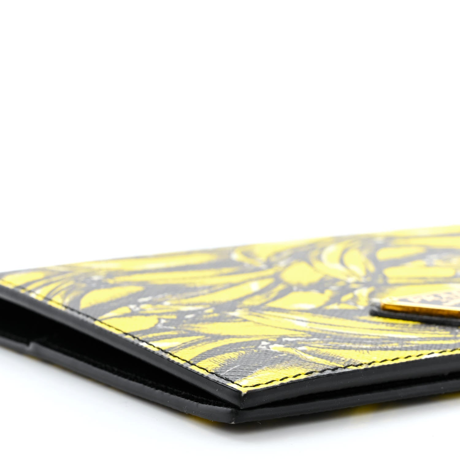 Prada Saffiano Triangle Banana Print Passport Holder Giallo Dis Banana 8 of 10