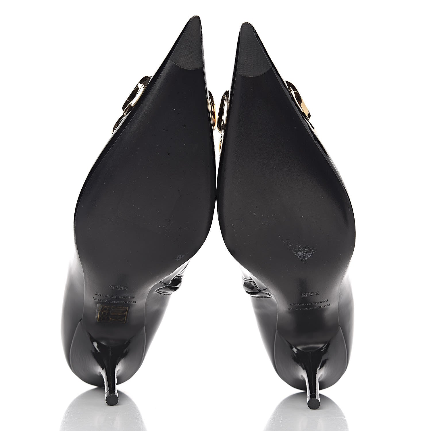 Balenciaga Patent BB Pointy Toe Ankle Booties 36.5 Black 5 of 11