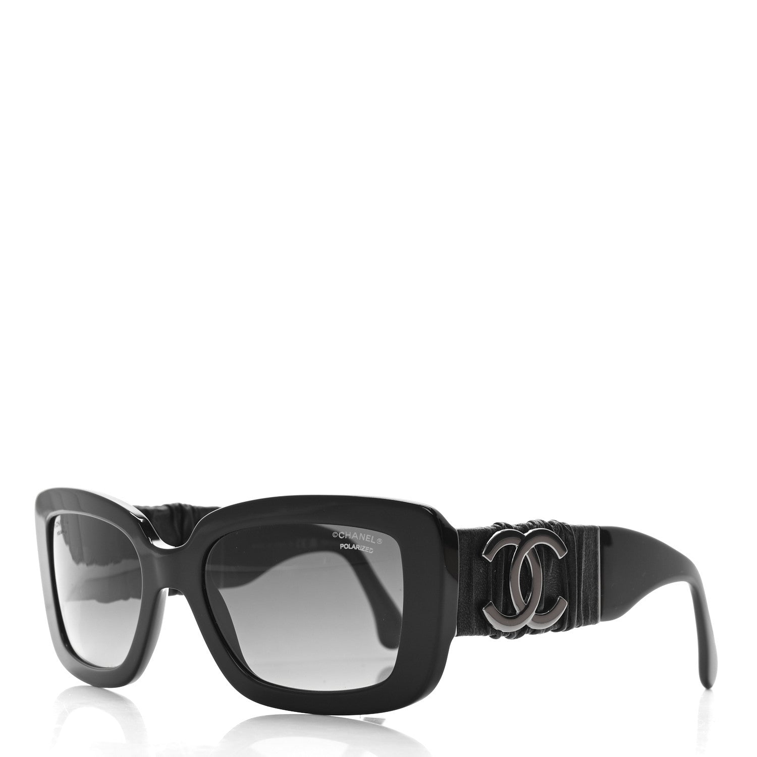 Chanel Acetate Calfskin Polarized Square Sunglasses 5473-Q Black 1 of 7