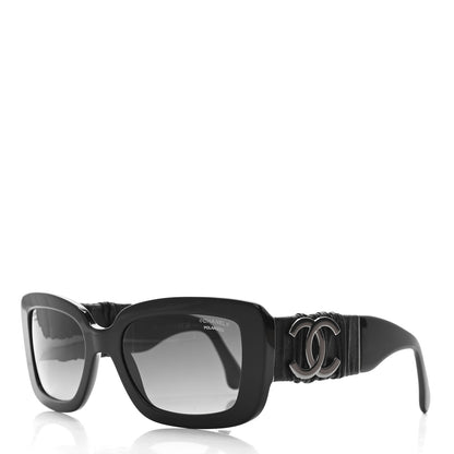Chanel Acetate Calfskin Polarized Square Sunglasses 5473-Q Black 1 of 7