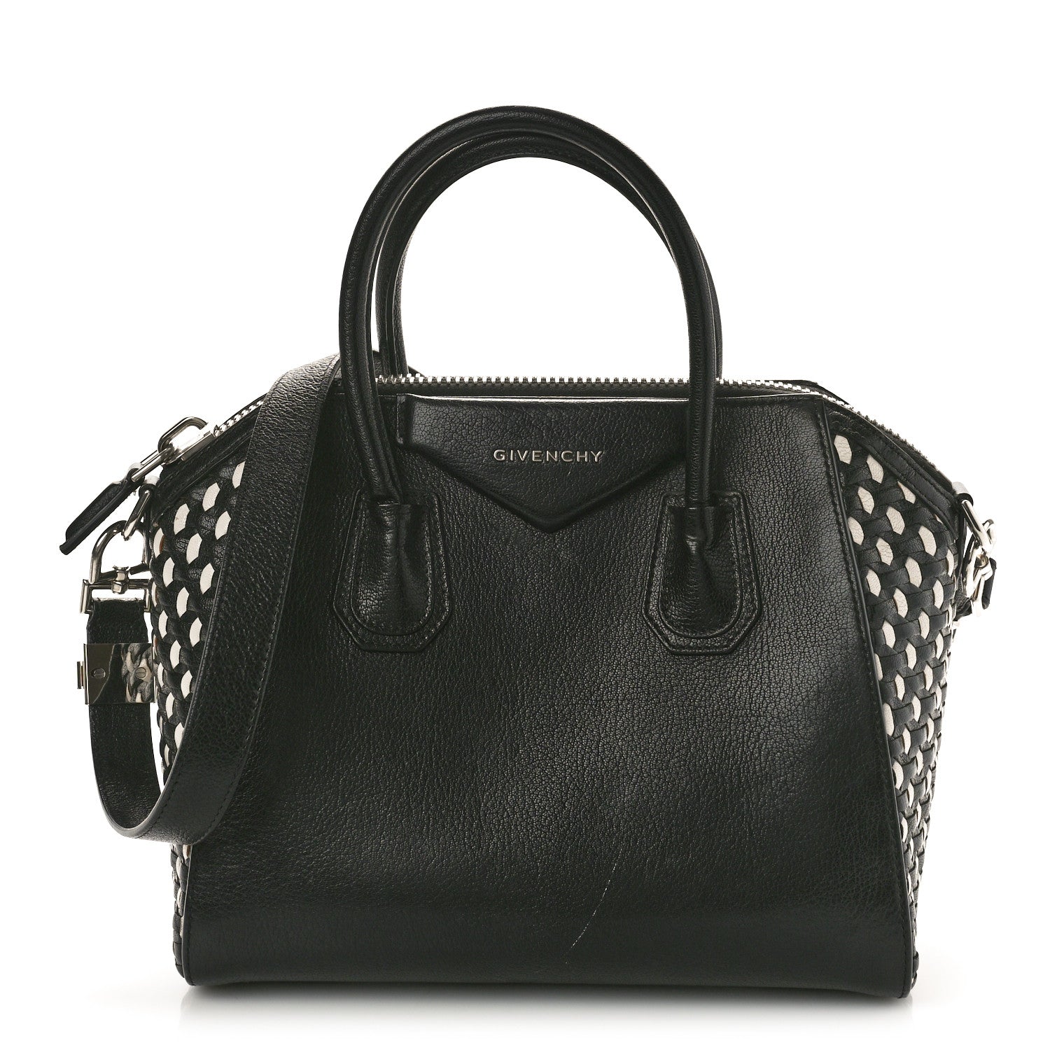 Givenchy Sugar Goatskin Woven Small Antigona Black White 1 of 14