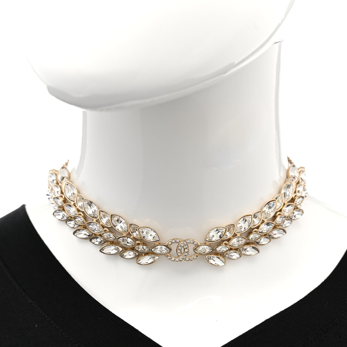 Crystal Sparkling Wheat CC Choker Necklace Gold